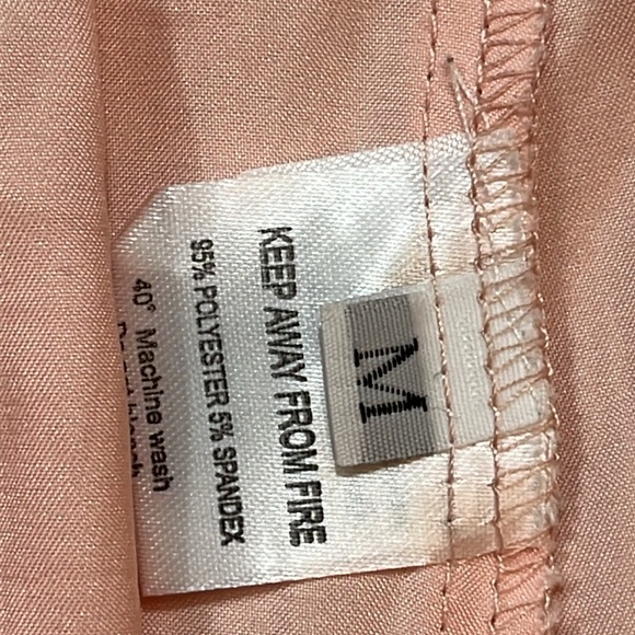 PINK satin PJ PANTS & SHORTS SET Peachy Pink black trim Stretch waist LUXURY MED - Picture 3 of 12